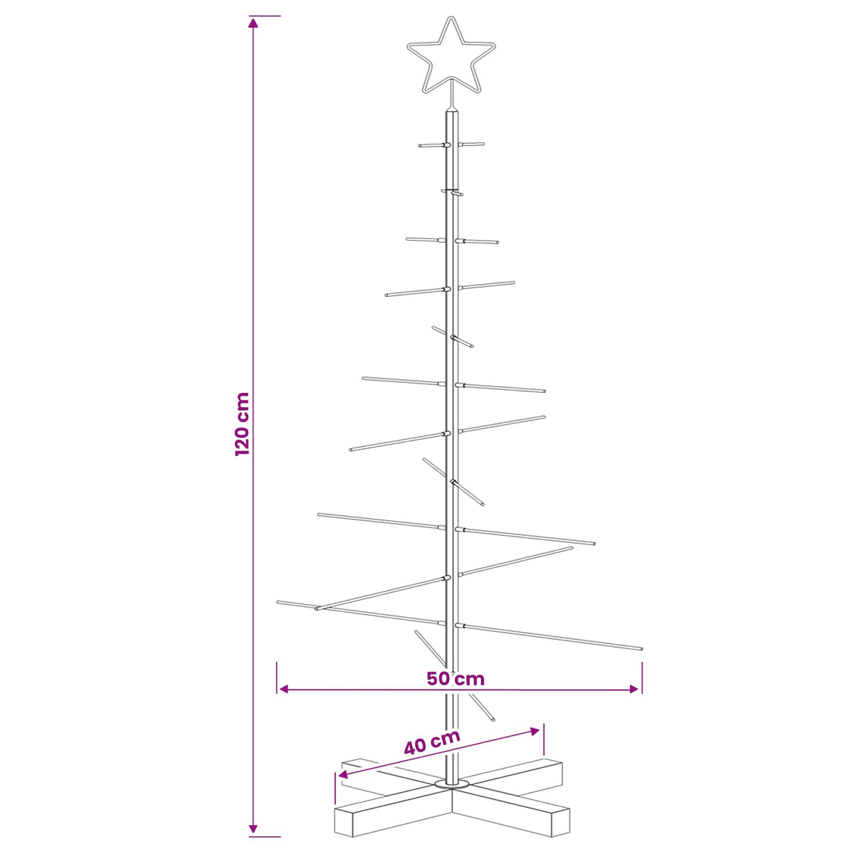 Albero di Natale in metallo con supporto KUOPIO 120 cm Acciaio