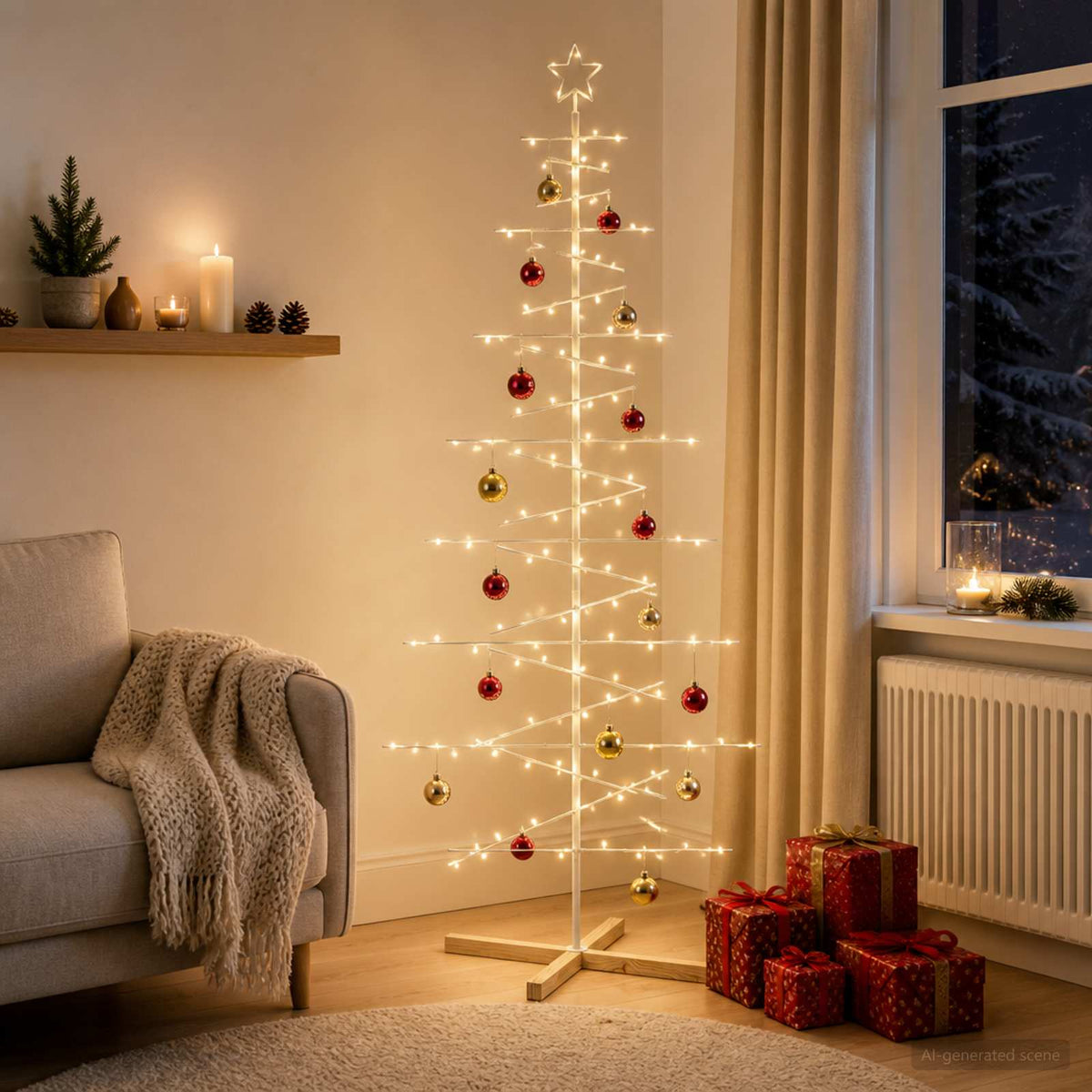 Albero di Natale in metallo con supporto KUOPIO 210 cm Acciaio | homemem39