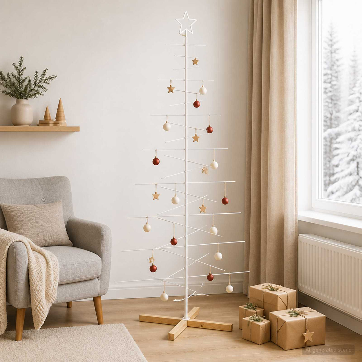 Albero di Natale in metallo con supporto KUOPIO 210 cm Acciaio | homemem39