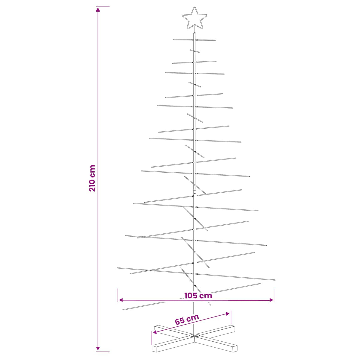 Albero di Natale in metallo con supporto KUOPIO 210 cm Acciaio | homemem39