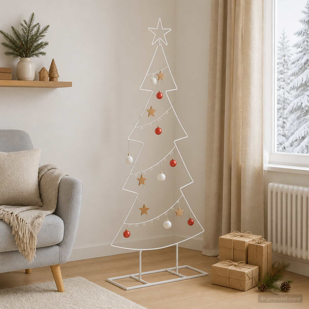 Albero di Natale in metallo con supporto KUOPIO 125 cm Acciaio