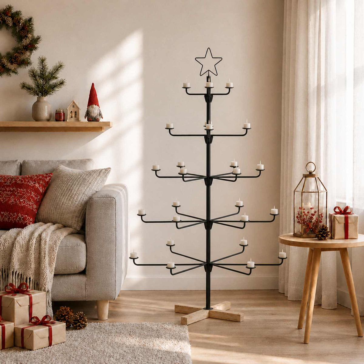 Albero di Natale in Metallo con Supporto KUOPIO 125 cm Acciaio