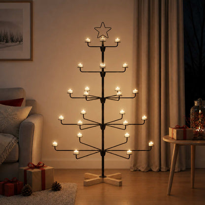 Albero di Natale in Metallo con Supporto KUOPIO 125 cm Acciaio