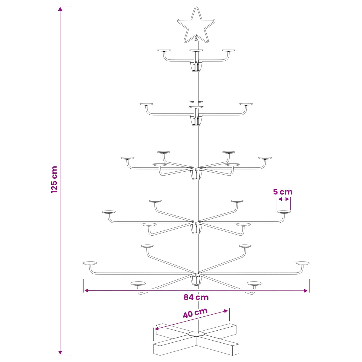 Albero di Natale in Metallo con Supporto KUOPIO 125 cm Acciaio