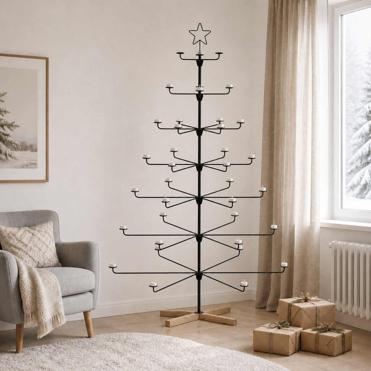 Albero di Natale in Metallo con Supporto KUOPIO 180 cm Acciaio