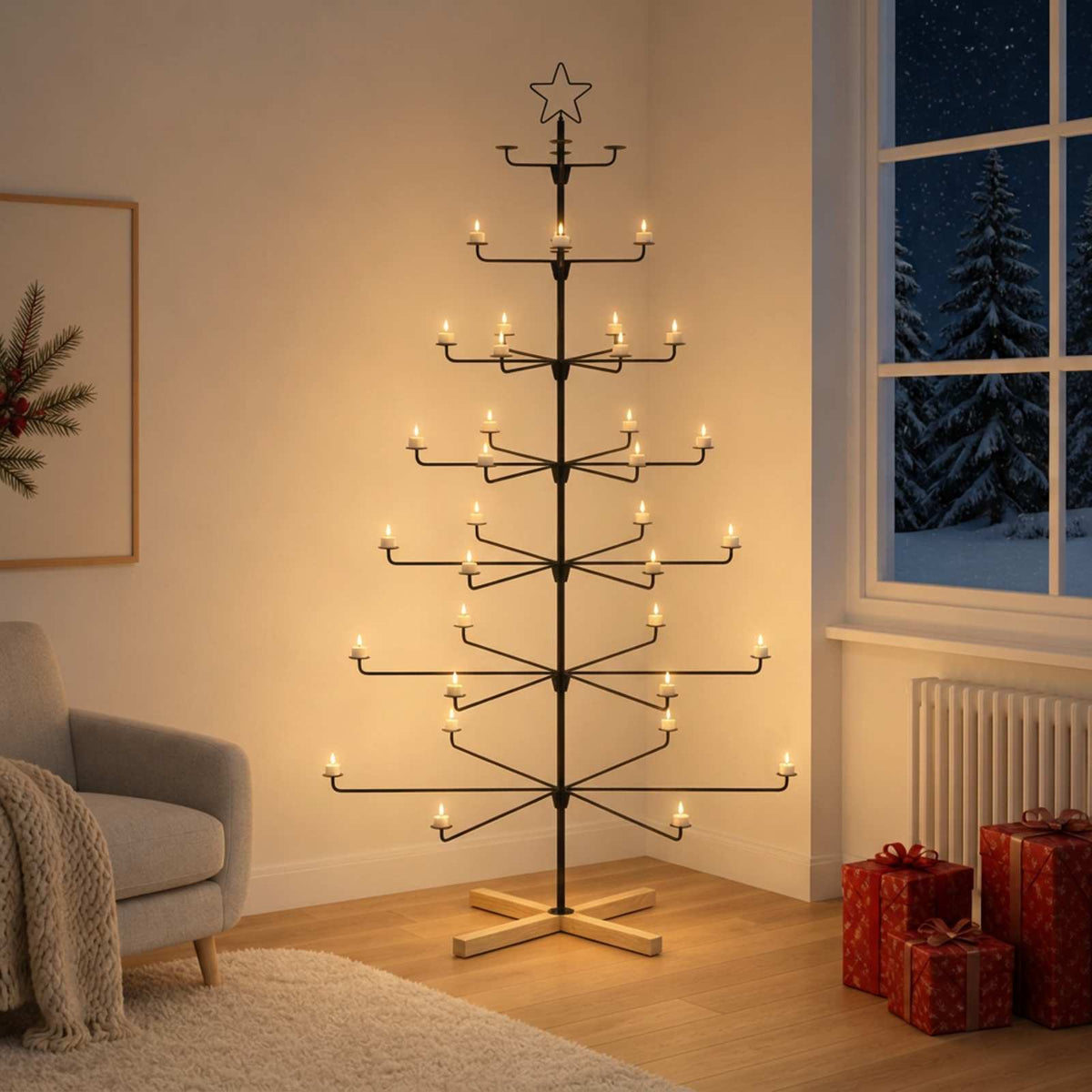 Albero di Natale in Metallo con Supporto KUOPIO 180 cm Acciaio