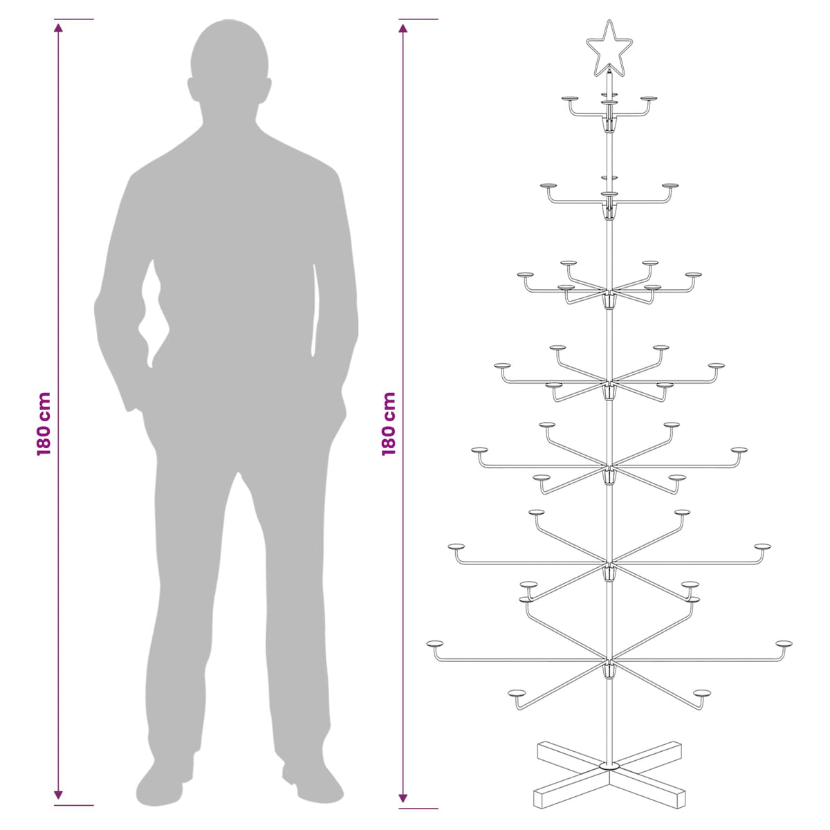 Albero di Natale in Metallo con Supporto KUOPIO 180 cm Acciaio