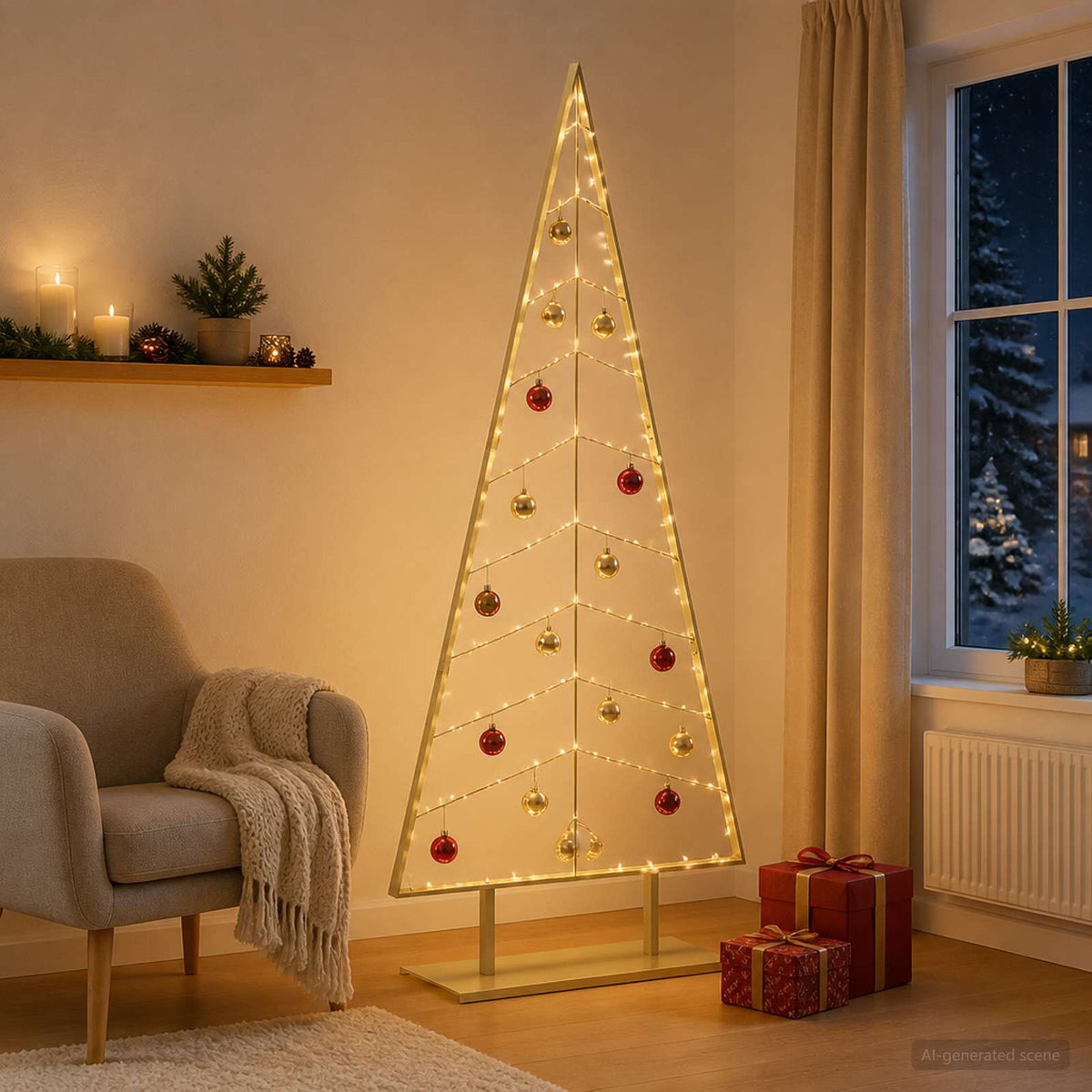 Albero di Natale in metallo con supporto KUOPIO 210 cm Acciaio