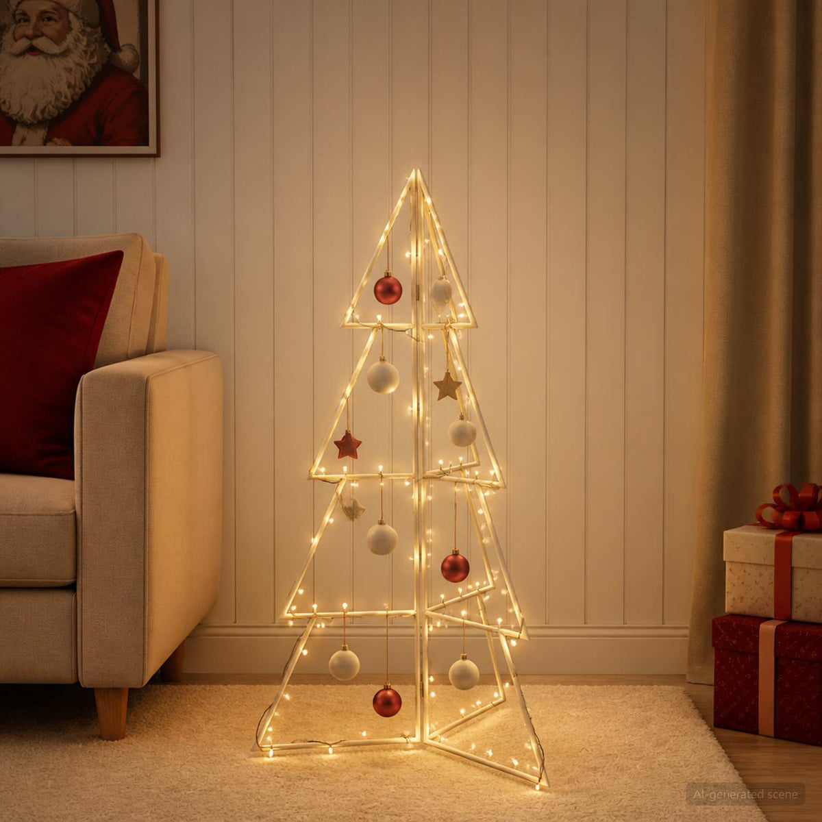 Albero di Natale in metallo KUOPIO 100 cm Acciaio Bianco | homemem39