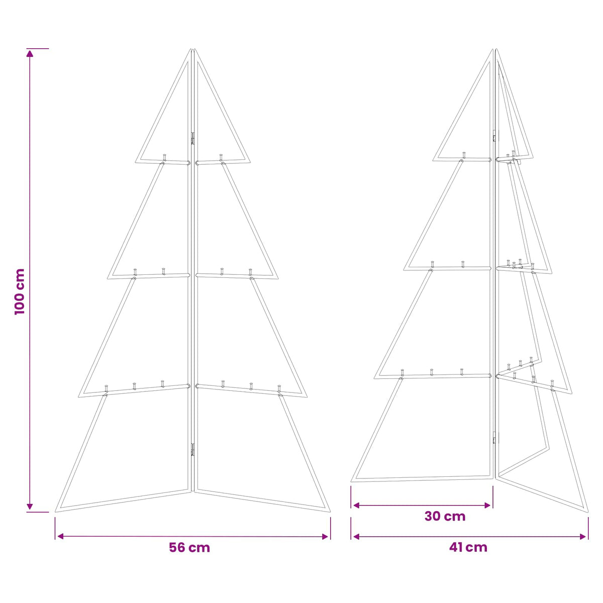 Albero di Natale in metallo KUOPIO 100 cm Acciaio Bianco | homemem39