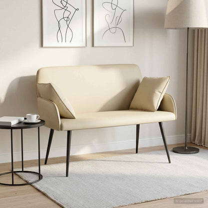 Divano a 2 posti con gambe in metallo 2 posto Crema Similpelle | homemem39