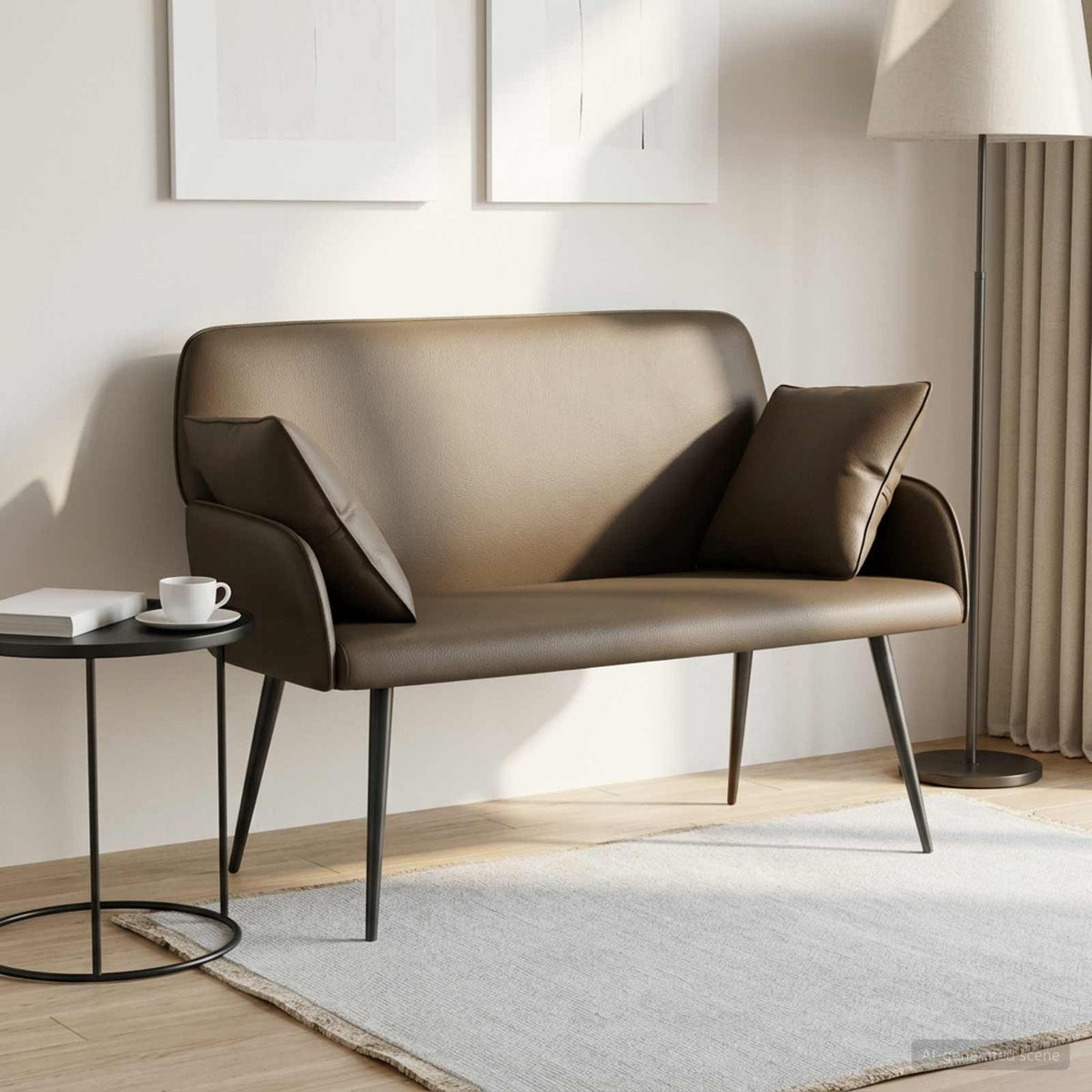 Divano a 2 posti con gambe in metallo 2 posto Grigio Similpelle | homemem39