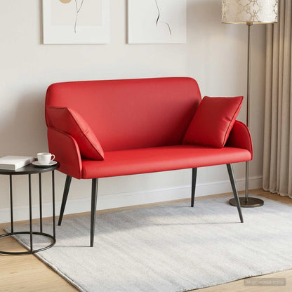 Divano a 2 posti con gambe in metallo 2 posto Rosso Similpelle | homemem39