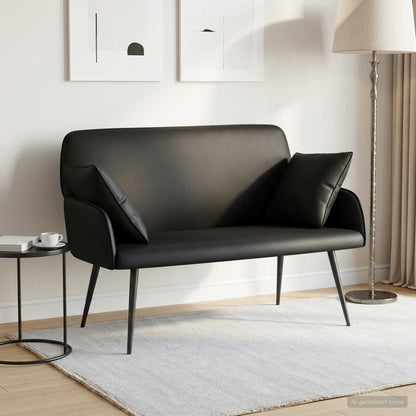Divano a 2 posti con gambe in metallo 2 posto Nero Similpelle | homemem39