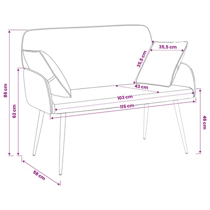Divano a 2 posti con gambe in metallo 2 posto Bianco Similpelle | homemem39