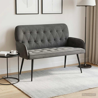 Divano a 2 posti con gambe in metallo 2 posto Grigio Scuro | homemem39