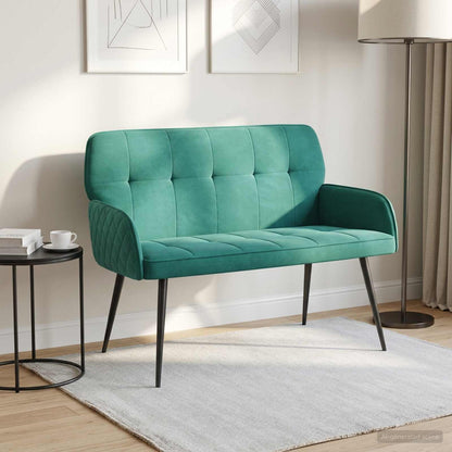 Divano a 2 posti con gambe in metallo 2 posto Turchese Velluto | homemem39