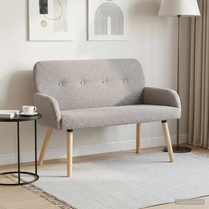 Divano a 2 Posti con Gambe in Legno Massello Grigio Chiaro