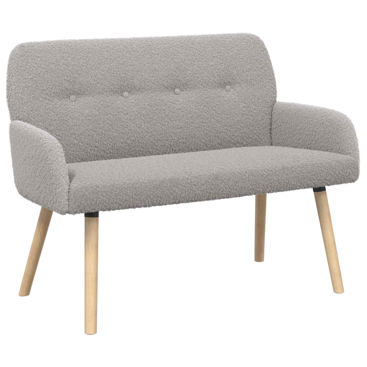 Divano a 2 Posti con Gambe in Legno Massello Grigio Chiaro