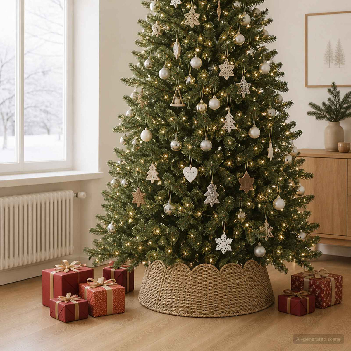 Collare per Albero di Natale Rotondo Naturale Diam. 105 x 28 cm