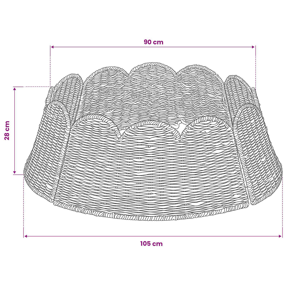 Collare per Albero di Natale Rotondo Naturale Ø 105 x 28 cm | homemem39