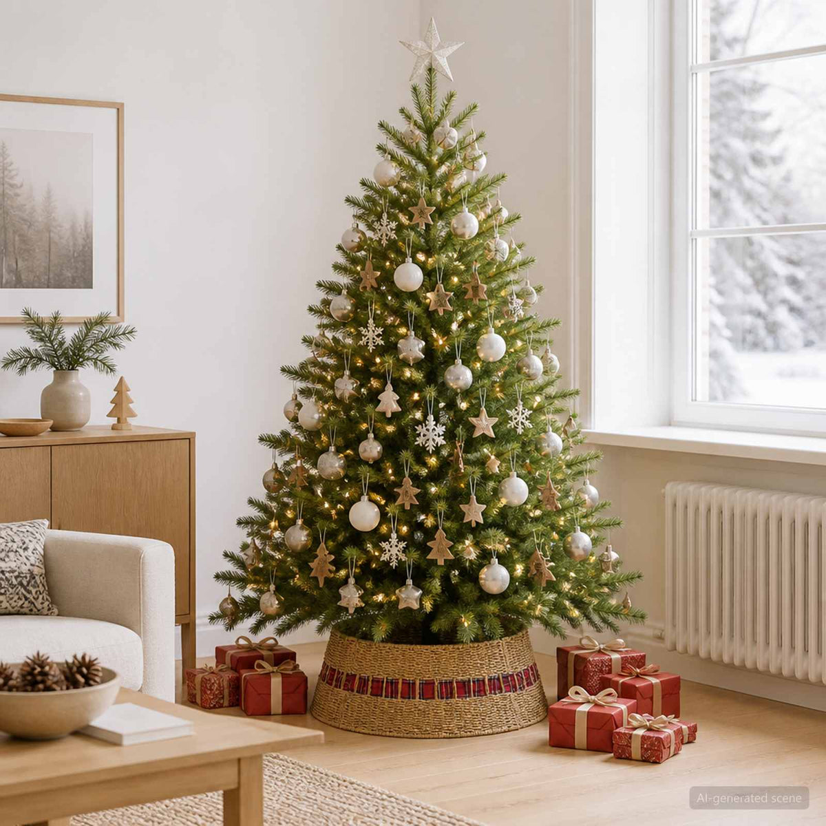 Collare per Albero di Natale Rotondo Naturale Ø 60 x 22 cm | homemem39