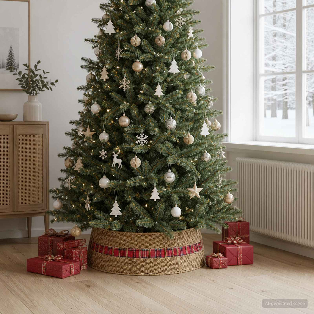 Collare per Albero di Natale Rotondo Naturale Diam. 90 x 28 cm