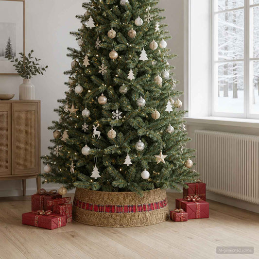 Collare per Albero di Natale Rotondo Naturale Diam. 90 x 28 cm