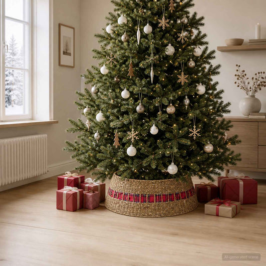 Collare per Albero di Natale Rotondo Naturale Diam. 105 x 28 cm
