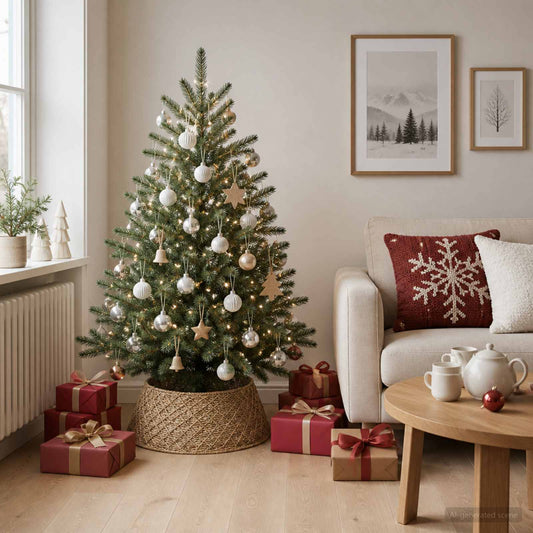 Collare per Albero di Natale Rotondo Naturale Diam. 45 x 22 cm