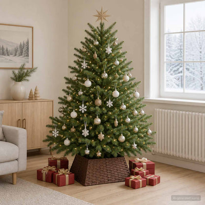 Collare per Albero di Natale Quadrato Marrone Scuro polyrattan