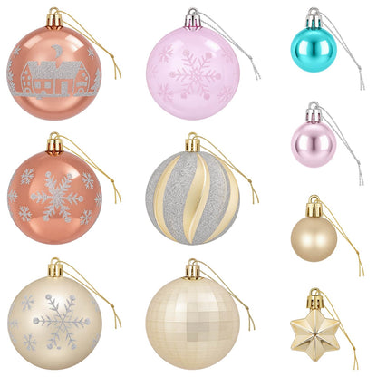 Set di Palline di Natale 88 pz Rosa, oro, marrone e turchese