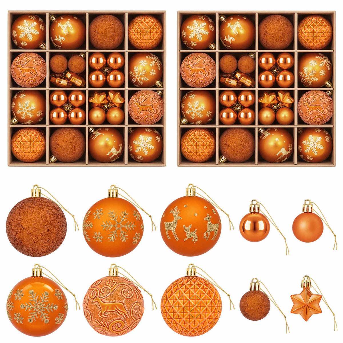 Set di Palline di Natale 88 pz Bronzo Ø 6 cm Plastica
