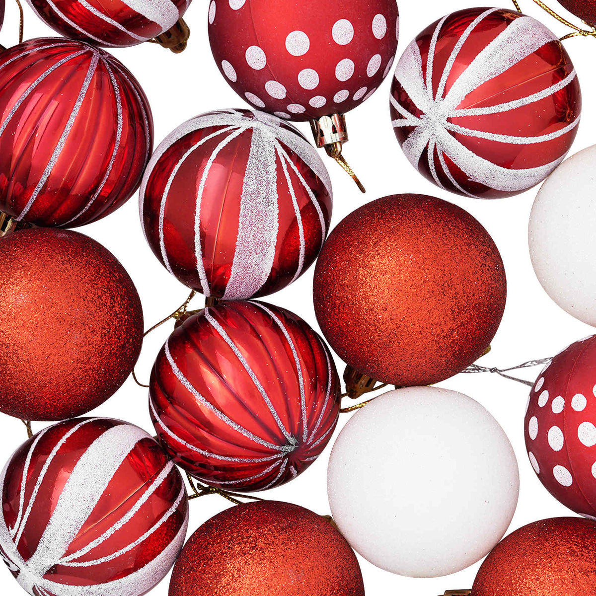 Set di Palline di Natale 30 pz Rosso e Bianco Ø 6 cm Plastica