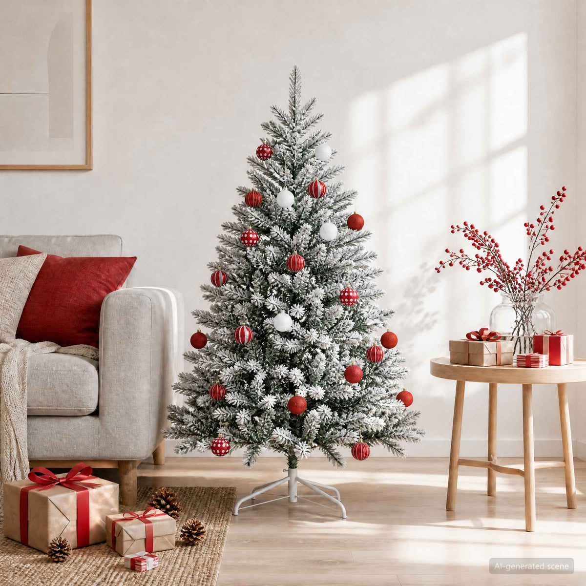 Set di Palline di Natale 30 pz Rosso e Bianco Ø 6 cm Plastica
