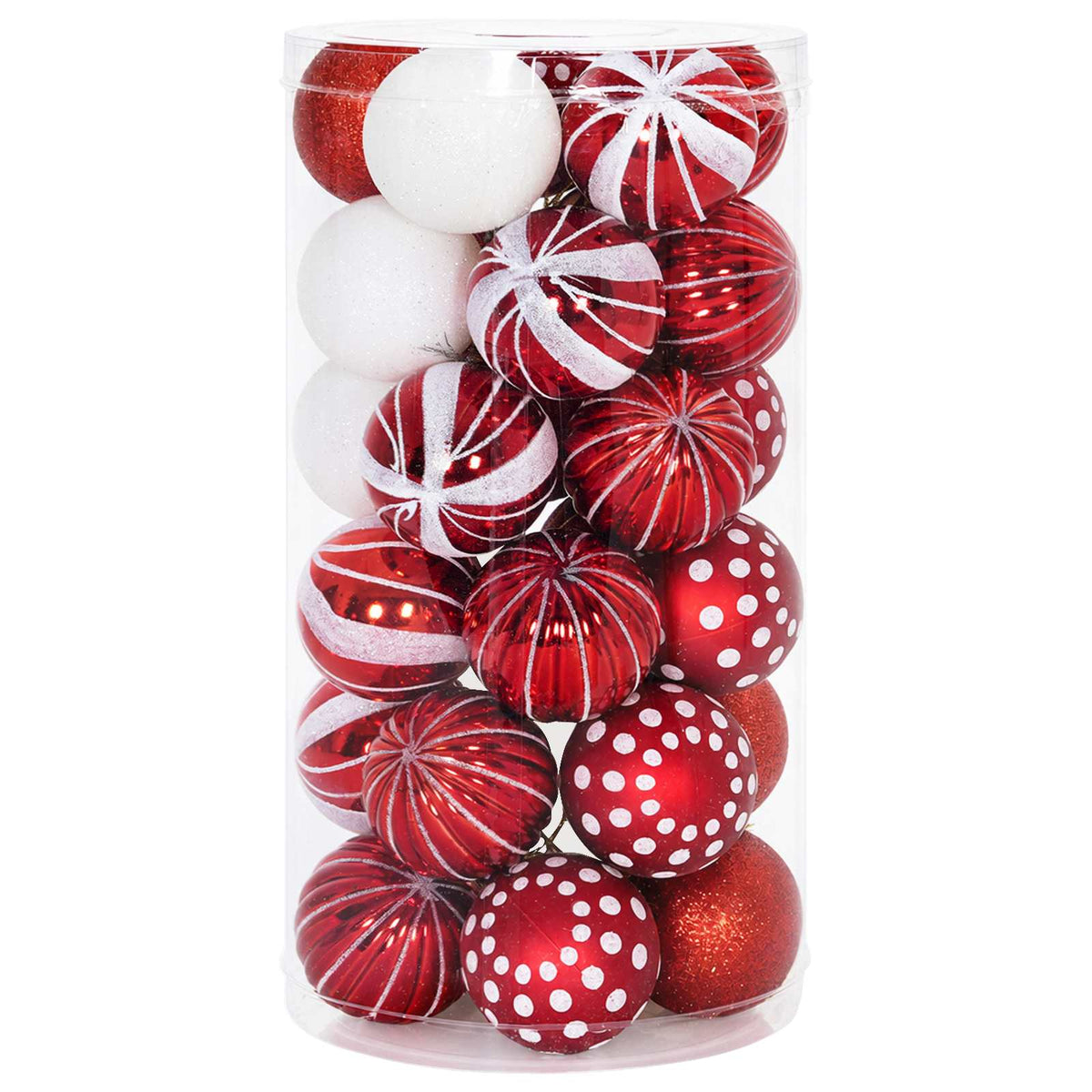 Set di Palline di Natale 30 pz Rosso e Bianco Ø 6 cm Plastica
