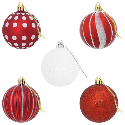 Set di Palline di Natale 30 pz Rosso e Bianco Ø 6 cm Plastica