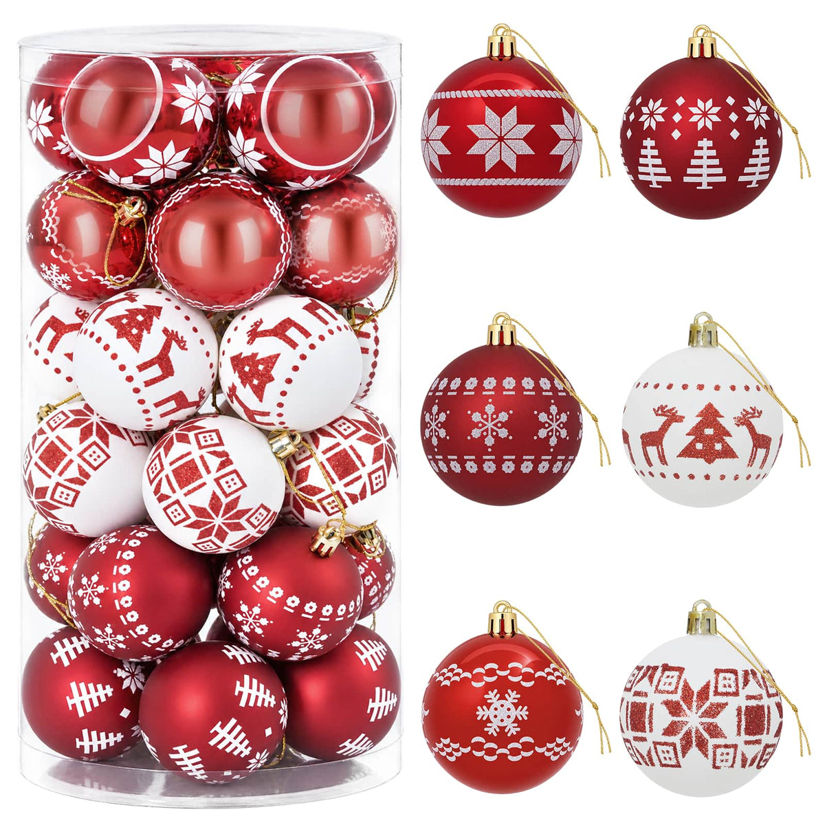 Set di Palline di Natale 30 pz e Ø 6 cm Plastica