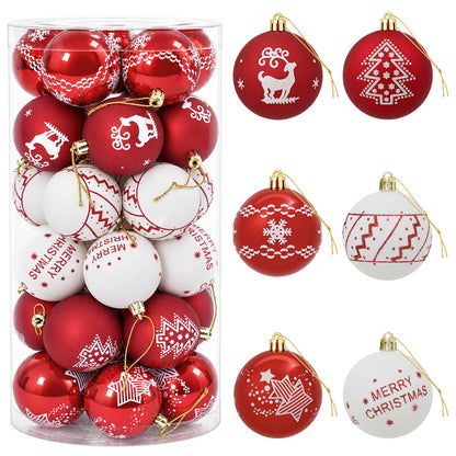 Set di Palline di Natale 30 pz Rosso e Bianco Ø 6 cm Plastica