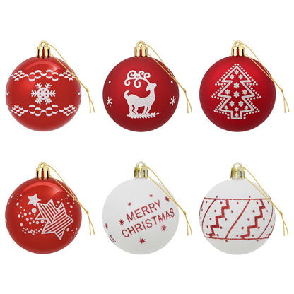 Set di Palline di Natale 30 pz Rosso e Bianco Ø 6 cm Plastica