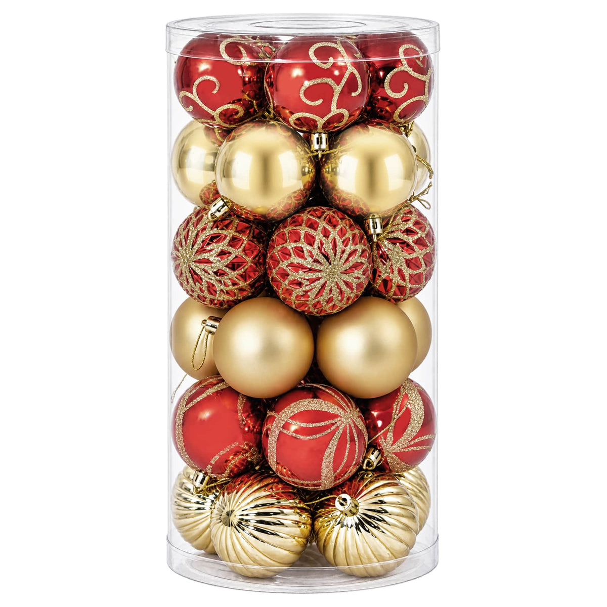 Set di Palline di Natale 30 pz Oro e Rosso Ø 6 cm Plastica | homemem39