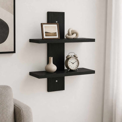 Scaffale da parete Rovere Nero 30 x 13,5 x 43 cm