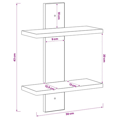 Scaffale da parete Rovere Sonoma 30 x 13.5 x 43 cm