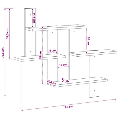 Scaffale da parete Rovere Nero 85 x 13,5 x 73,5 cm