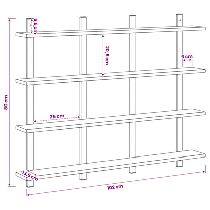 Scaffale da parete Sonoma grigio 102 x 13.5 x 80 cm | homemem39