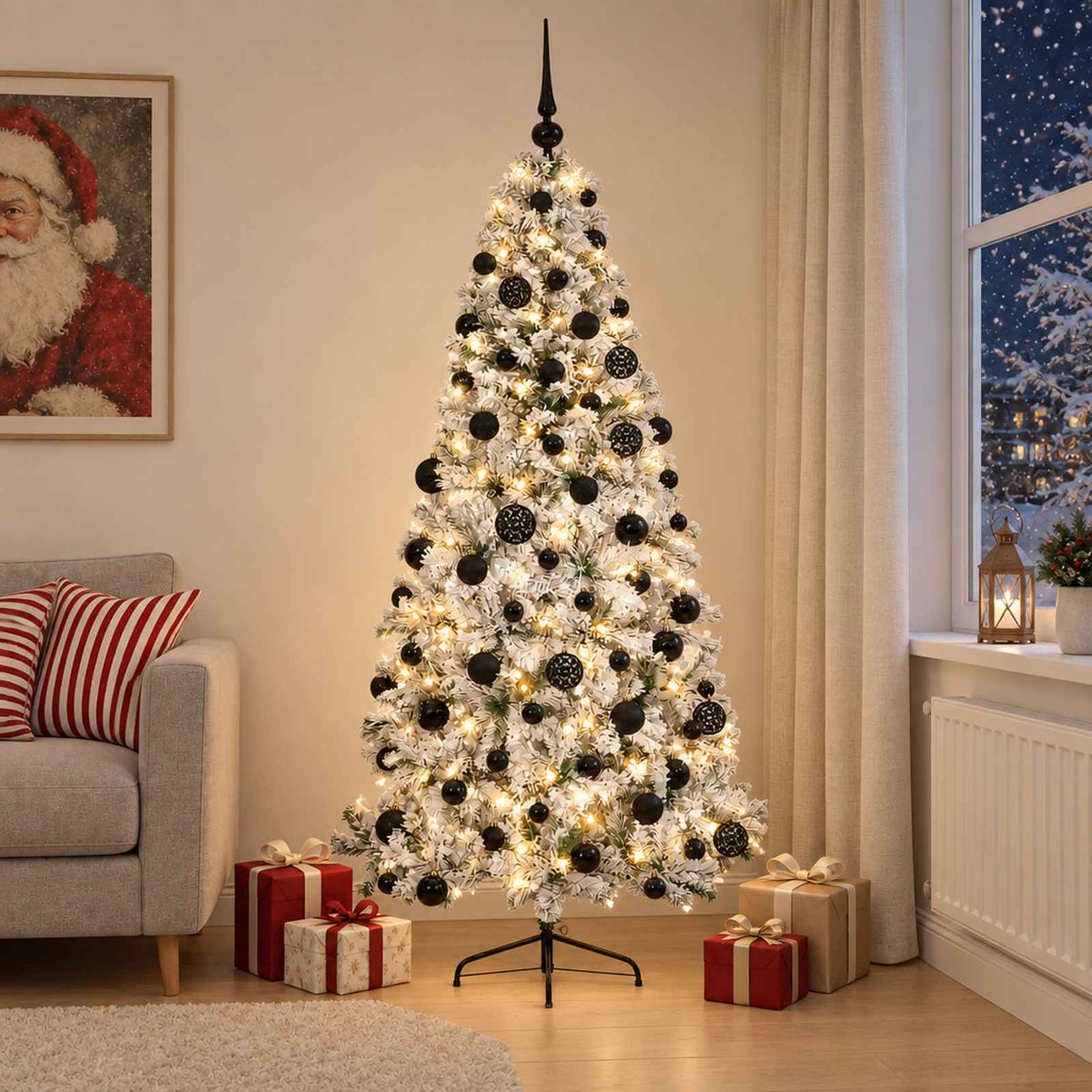 Albero di Natale artificiale con palline 240 cm 300 LED