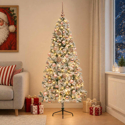 Albero di Natale artificiale con palline 210 cm 300 LED