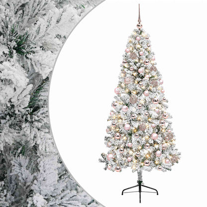 Albero di Natale artificiale con palline 210 cm 300 LED