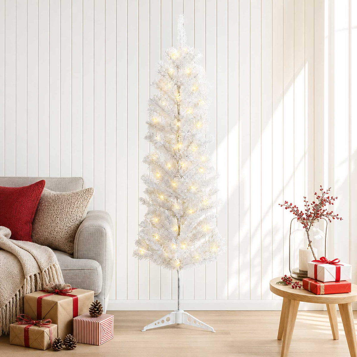 Albero di Natale Artificiale Sottile 150 cm 150 LED