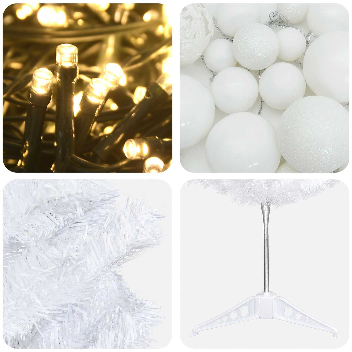 Albero di Natale Artificiale Slim con Palline 150 cm 150 LED